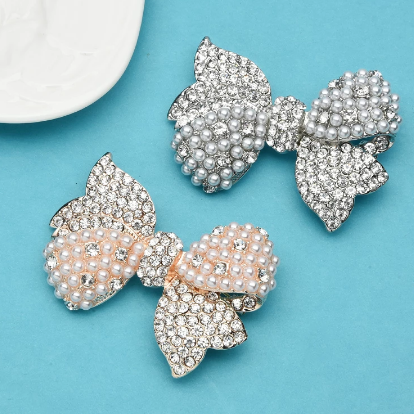 Bow Brooch For Women With Pearls. Handmade Brooch. Gift Her