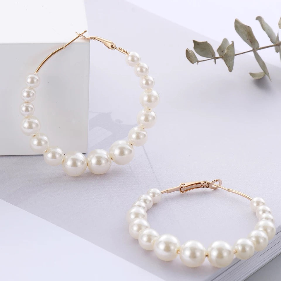 Pearl Hoop Earrings | Cultured Pearl Earrings | Treasures of Pearl