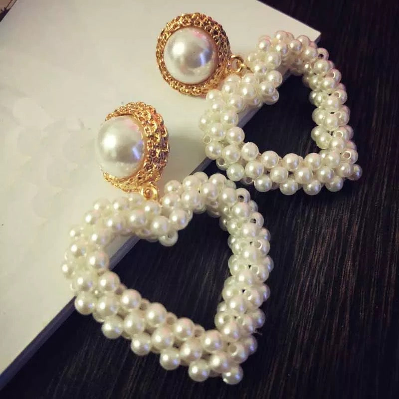 Faux Pearl Earring | Heart Drop Earring | Treasures of Pearl